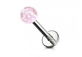 Piercing labret acrylique paillettes rose