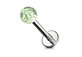 Piercing labret acrylique paillettes verte