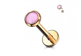 Piercing labret epoxy rose doré