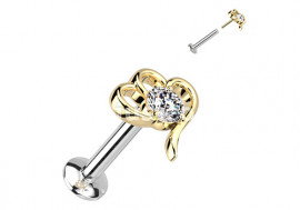 Piercing Labret coeur doré Push-In 