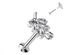 Piercing Labret feuille griffée Push-In