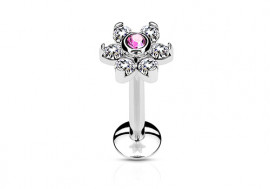 Piercing labret fleur rose