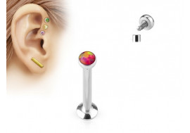 Piercing cartilage et levre opalite rose