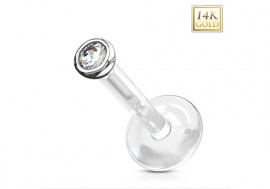 Piercing labret or Blanc pierre sertie bioflex