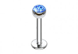 Piercing labret et helix swarovski bleu clair