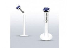 Piercing labret Madonna diamant bleu clair 2mm 