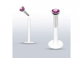 Piercing labret Madonna diamant fushia 2mm 