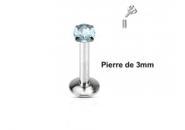 Piercing Labret interne pierre turquoise 3mm