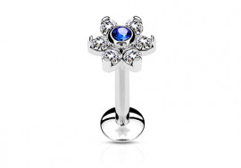 Piercing labret fleur bleue