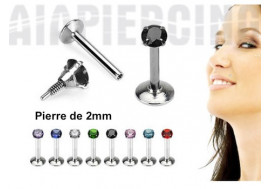 Piercing labret pierre ronde 2mm