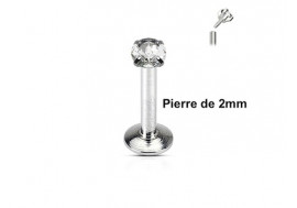 Piercing labret pierre ronde 2mm-blanc