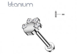 Piercing Labret titane push-in patte de chat