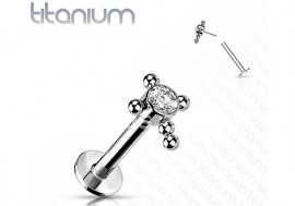 Piercing Labret croix blanche titane Push-In 