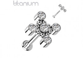 Piercing labret titane croix blanche