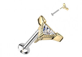 Piercing Labret triangle doré Push-In 