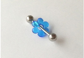 Piercing langue acrylique donut fleur bleue