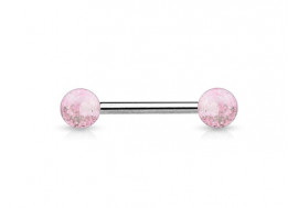 Piercing barbell billes paillettes rose