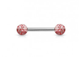 Piercing barbell billes paillettes rouge