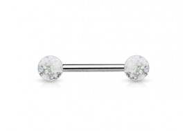 Piercing barbell billes paillettes transparente