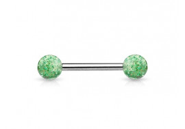 Piercing barbell billes paillettes verte