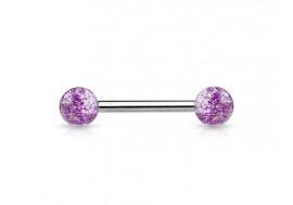 Piercing barbell billes paillettes violet