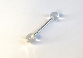 Piercing langue acrylique strass blanc irisé