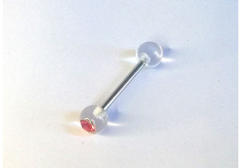 Piercing langue acrylique strass rose