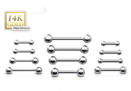 Piercing langue or BLANC 14 carats