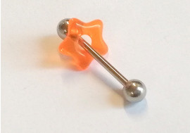 Piercing langue acrylique donut etoile orange