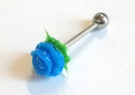 Piercing langue silicone fleur bleue