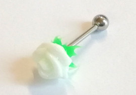 Piercing langue silicone fleur blanche