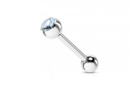 Piercing langue cristal bleu clair