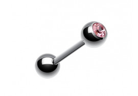 Piercing langue cristal rose