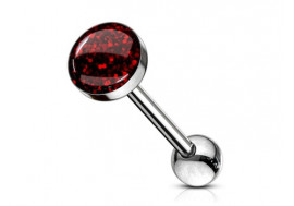 Piercing langue acier paillettes-rouge