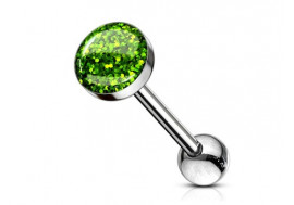 Piercing langue acier paillettes-vert