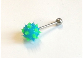 Piercing langue silicone virus bleu, vert et jaune