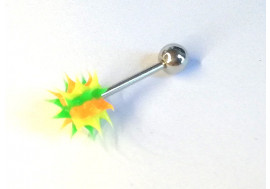 Piercing langue silicone virus jaune, orange et vert