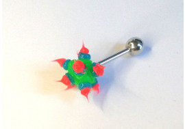 Piercing langue silicone virus vert, bleu et rouge