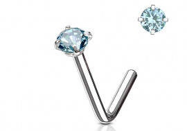 Piercing nez L pierre griffée 3mm turquoise