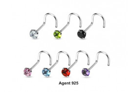 Piercing nez argent 925 tige courbée