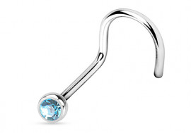 Piercing nez courbé pierre sertie clos turquoise