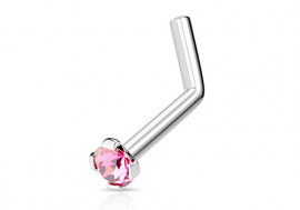 Piercing nez L pierre griffée rose