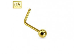 Piercing nez L or jaune 14 carats boule