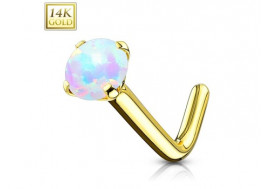 Piercing nez or jaune 14 carats Opale griffée