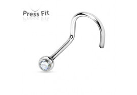 Piercing nez courbé pierre sertie clos blanc 2,5mm