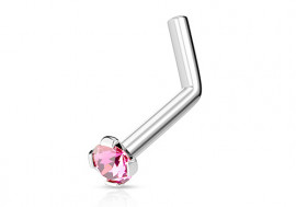 Piercing nez L pierre griffée rose 3mm