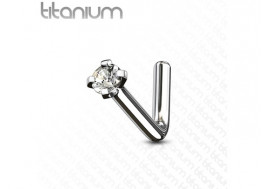 Piercing nez titane tige L strass griffé