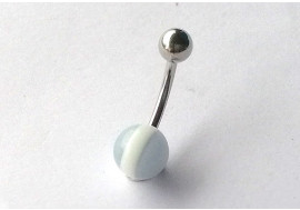 Piercing nombril acrylique bleu clair et blanc