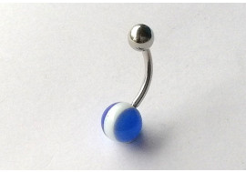 Piercing nombril acrylique bleue et blanc