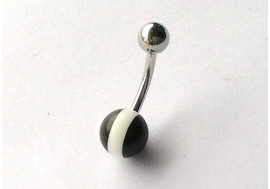 Piercing nombril acrylique noir et blanc